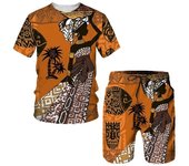 Conjunto de camiseta con estampado 3D de chica africana para hombre, estilo étnico, camiseta y pantalones cortos, conjunto de dos piezas, chándal informal de gran tamaño XL