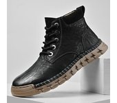 Botas de cuero cosidas a mano para hombre, zapatos casuales de cuero, botines para hombre, botas de otoño e invierno 38 marrón