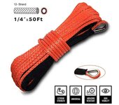 Cuerda de cabrestante eléctrico de 8300 libras, cuerda de nailon, cuerda de fibra de alta resistencia, correa de remolque de cuerda de remolque de coche de 6,5mm x 15m rojo