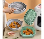 Cesta de silicona plegable para freidora de aire, bandeja para horno y horno, molde de silicona para Pizza frita, accesorios reutilizables para sartén