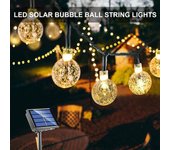 Cadena de luces LED con forma de bola de burbuja solar, luces nocturnas para acampar al aire libre, lámpara de decoración para bodas y jardines 2M【Battery box】 blanco cálido