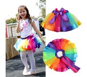 Bonito regalo para fiesta de niña, falda tutú de arcoíris, vestido de baile de tul para princesa pequeña S (2-4Y)