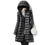 Chaquetas de invierno para mujer, abrigo informal, ultraligero, largo, fino, chaqueta acolchada, Parka con capucha ajustada M rojo