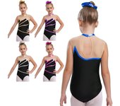 Malla de ballet con rayas metálicas para niñas, ropa de baile, jazz, gimnasia, ropa deportiva, mono, traje de patinaje artístico 3-4 Years oro