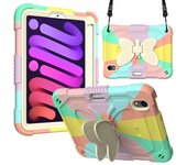 Funda protectora anticaídas de PC y silicona beige para iPad mini 6/mini 2024 con soporte en forma de mariposa y ranura para bolígrafo For iPad mini 6 2021 / mini 2024 beige