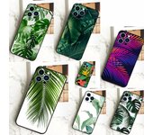 Funda con hojas tropicales para iPhone 15, 14, 13, 12, 11 Pro Max, X, XR, XS, 7, 8 Plus, SE 2022, 12, 13 Mini, parachoques iPhone SE 2020