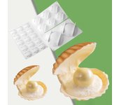 Moldes de silicona para tartas con temática marina de Meibum, diseño de concha y perla, moldes para hornear, herramientas para decorar tartas, suministros de cocina de calidad alimentaria blanco