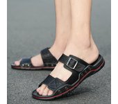 Zapatillas de hombre Sandalias de gladiador Sandalias romanas de verano al aire libre para hombres Zapatos de playa con punta abierta Tallas grandes EU:45 negro