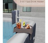 Soporte para teléfono 3 en 1 con portavasos, ajustable, para spas al aire libre, jacuzzis, piscinas inflables, soporte para teléfono, soporte para bebidas, bandeja de serpiente, mesa, accesorio para piscina gris