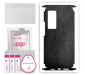 apgo Protective Skin Sticker for the back+sides compatible with Vivo X60 Pro 5G, Full Wrap Film, Foil, Vinyl - Pattern Black Leather