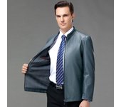 Chaqueta de cuero para hombre, otoño e invierno, nuevo estilo, chaqueta de cuero genuino informal de negocios de mediana edad, chaqueta de motocicleta con cuello alto para hombre 170