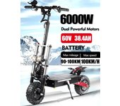 Boyueda-Trottinette électrique S3, 6000W, 60V, 38Ah, doble motor, asiento móvil, absorción de descargas hidráulicas, neumático todo terreno 11 pulgadas