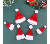 2 piezas de casa de muñecas en miniatura, sombrero de Papá Noel navideño, sombrero rojo, decoración navideña para el hogar 3*5cm