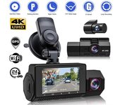 Cámara de salpicadero DVR para coche de 3 canales, 4K, GPS, WiFi, caja negra, grabadora de vídeo, visión nocturna, accesorios para coche. 3 DVR+WiFi+GPS