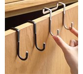Gancho de acero inoxidable sin perforaciones, gancho doble en forma de S para cocina, baño, puerta de armario, percha para almacenamiento de abrigos y toallas blanco
