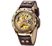 Reloj mecánico automático de movimiento esquelético de bronce informal de moda retro para hombre