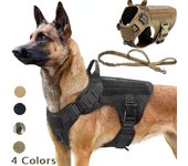 Arnés tipo chaleco y correa para perro táctico militar, chaleco de Entrenamiento para mascotas, hebilla de Metal ajustable, Material grueso para perros medianos y grandes M verde del ejército