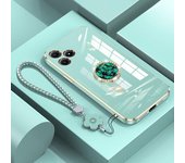Funda Realme C53 con cordón, funda de lujo con soporte de diamantes para OPPO Realme C53 C55 C31 C33 C35 C51 A17 k Fundas de cubierta C 53 Anillo de soporte Realme C53&Case & Holder beige