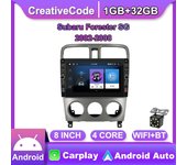 Reproductor de vídeo Multimedia Radio de coche Android 2 Din de 8 pulgadas para Subaru Forester SG 2002-2008 con botón perilla WiFi 1 + 32GB 1+32GB