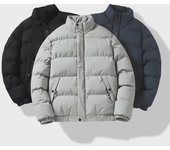 Abrigo de algodón con cuello alto para hombre: nuevo estilo, color liso, chaqueta acolchada para pareja para otoño/invierno. 2XL gris