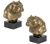 American Bully - Dog statue, bust on stone base, sculpture, trophy for dog show by Art-Dog brand marrón