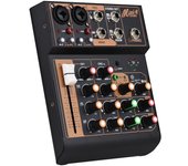 Consola mezcladora de audio portátil de 4 canales para DJ, mini mesa de mezclas de sonido con USB, Bluetooth, 48 V Phantom negro