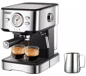 Cafetera HiBREW H5 1050W, 20 Bar Semiautomática para Cappuccino Espresso, Capacidad 1.5L, Pantalla de Temperatura H5 plata/negro