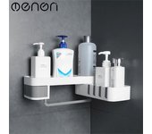 MENGNI estantes giratorios para baño, soporte para ducha y champú, organizador de cocina, estante de pared esquinero, estante de almacenamiento, accesorios de baño negro