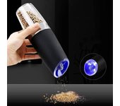 Molinillo eléctrico automático, molinillo de pimienta y sal, luz LED, molinos de granos de pimienta, especias, molinillo de porcelana, herramientas de cocina negro