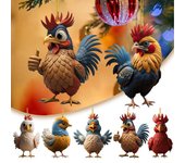 Adorno con forma de pollo para árbol de Navidad, colgante de dibujos animados de apariencia realista, decoración para llavero de coche, regalo F