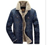 Chaquetas vaqueras con forro polar grueso de invierno, ropa de abrigo cálida de moda para hombre S