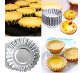 Juego de 10 moldes de hojalata de 7 cm para tartas, tartas, huevos y flores, utensilios de cocina, moldes para hornear (Color: Plata) ADM