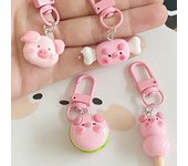 Llavero tridimensional de dibujos animados de cerdo rosa, muñeco cerdito kawaii para mujer, llavero colgante, joyería, regalo para estudiantes