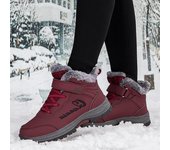 Zapatillas de deporte de invierno al aire libre con forro de piel para mujer, cálido forro polar, zapatos deportivos de caña alta, botas de nieve de piel sintética impermeables, botines cortos 36