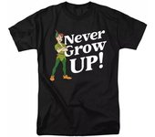 Peter Pan - Camiseta para hombre con texto en inglés  Never Grow Up S negro