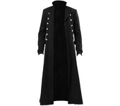 Abrigo gótico Retro Steampunk Medieval para hombre, chaqueta cortavientos, uniforme victoriano, abrigo de sección larga, disfraces de Cosplay S negro