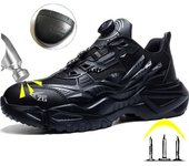 Zapatos de seguridad con botón giratorio, zapatillas de trabajo con punta de acero para hombre, botas de seguridad ligeras a prueba de pinchazos, zapatos de trabajo para hombre, botas antigolpes 37