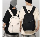 Mochila de color sólido para hombre, mochila deportiva para estudiantes, mochila escolar con letras para mujer negro