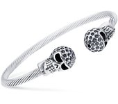 Pulsera de acero de titanio con calavera personalizada, brazalete creativo de Cable creativo de Halloween, Punk, Retro, dominante