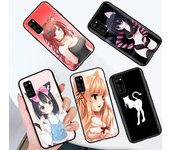Funda negra para Xiaomi Poco X6 X4 M5 M6 F5 F6 C65 C55 C50 C51 C40 Pro Redmi 14C A3X 13C 12C 11T 10A 9C Note 7 6 8A Plus W-59 Cat Girl Xiaomi Mi 11 cuero de búfalo