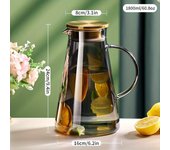 1 botella de agua fría de vidrio transparente de 1800 ml/60,8 oz, hervidor de agua de gran capacidad con asa y filtro, calentable con estufa de cerámica eléctrica, adecuada para F