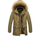 Chaqueta informal de moda cálida para hombre de invierno abrigo grueso M caqui
