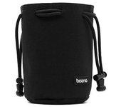 Estuche con cordón para lentes Rowaica, estuche para lentes SLR sin espejo, almacenamiento de lentes blandos, gran angular, zoom estándar, teleobjetivo (Negro, S) negro