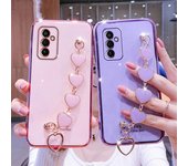 Funda de teléfono con revestimiento de cadena y pulsera de corazón de amor a la moda para Samsung Galaxy A54 M13 A14 A04E 4G 5G, funda trasera de Tpu galvanizada de silicona suave M13 5G verde oscuro