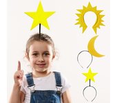 Diadema de estrella, luna y sol para mujeres, niñas y niños, tocado de tela, tiara para Halloween, escenario, bodas, cosplay, tocado Star