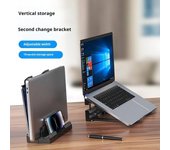 Soporte para computadora portátil con almohadilla protectora de silicona Diseño ajustable Soporte vertical resistente para computadora portátil negro