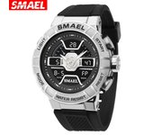 Relojes SMAEL para hombre, relojes deportivos impermeables de cuarzo de 50m, relojes de lujo para hombre, cronómetro, luz trasera LED, relojes de pulsera para hombre 8067 With Packaging Box marrón