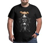 Camisetas estampadas divertidas de manga corta con muñecos de osos y andar en motocicleta de talla grande S-6XL para niños de 50 a 135 kg, ropa de verano transpirable XXXL negro