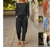 Verano Mujer Blusa de manga corta pantalones Harem conjuntos 2 uds chándal sólido conjuntos de dos piezas conjunto suelto Casual conjuntos a juego XXXXXL negro
