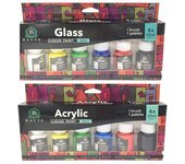 Juego de pintura de vidrio con pigmentos ricos, colores de cuerpo pesado, 6x25ml, para pintar manualidades